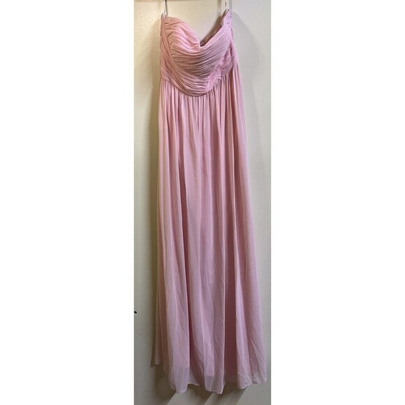 NWT Donna Morgan Collection Chiffon Formal Dress Sz 16 Pink Sweetheart Strapless - Picture 2 of 13